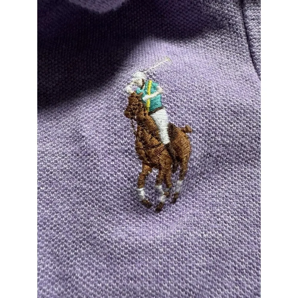 Ralph Lauren Baby Girls 18M Purple Big Pony Long Sleeve Polo Dress Ruffle